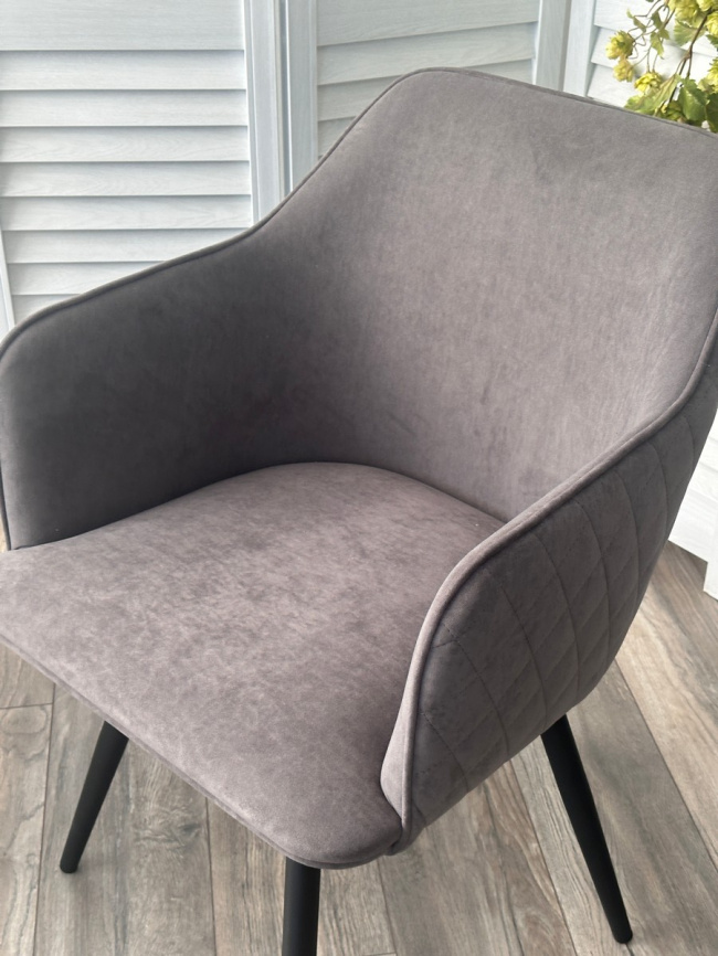 Стул ФОРТ (FORT) 360 град. поворот. цвет B28 Темно-серый, велюр / черный каркас фото 2