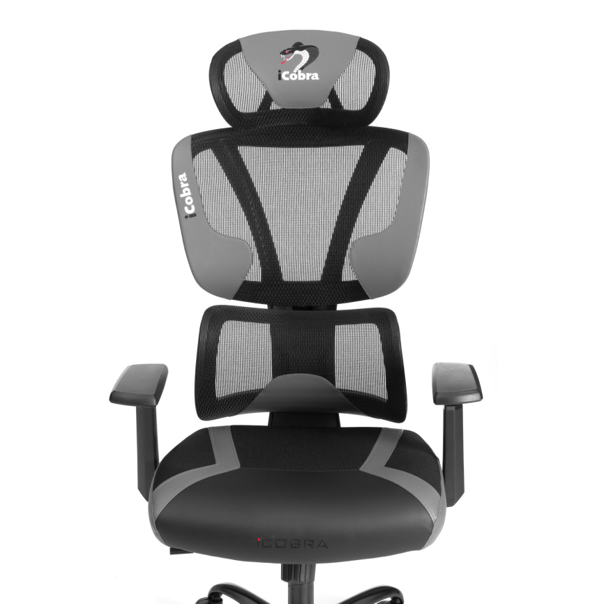 Кресло iCobra ткань / иск. кожа, черный / серый, 70х70х125 см фото 9