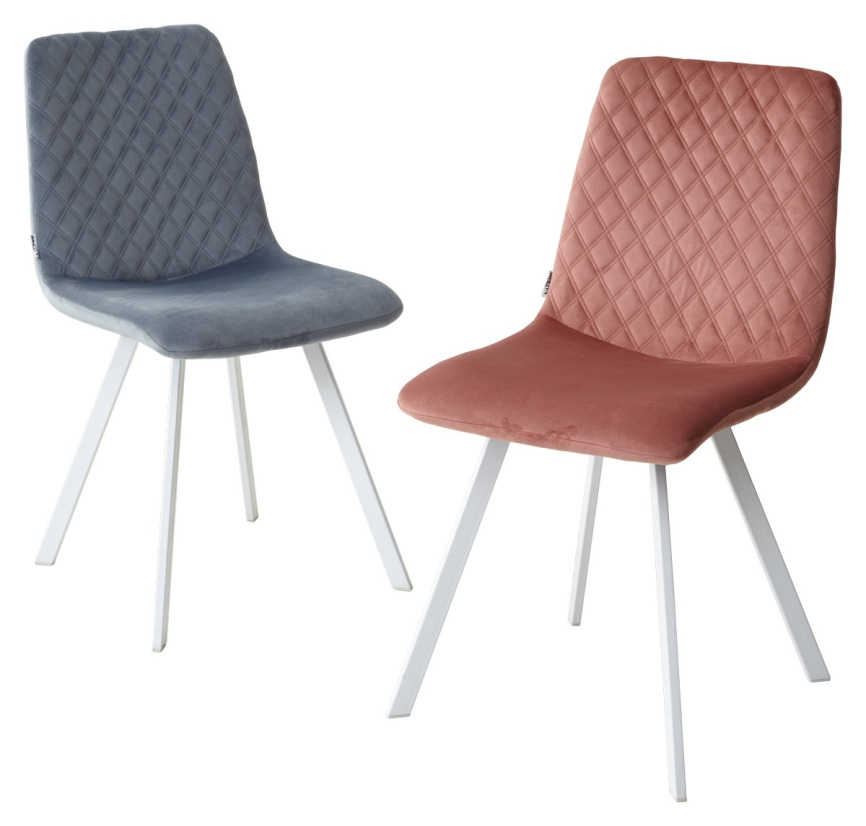 Стул DAIQUIRI BLUVEL-06 BLUE / белый каркас, велюр М-City фото 6