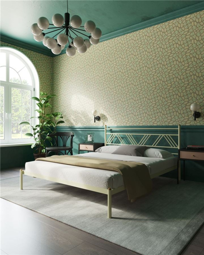 Кровать "Монблан" (160х200/ноги металл/цвет Бежевый) фото 1