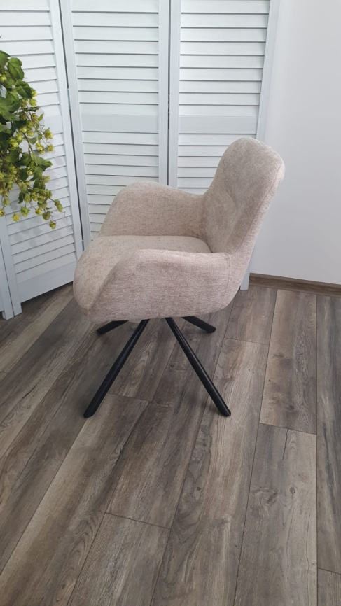 Стул KAROL 180 град. поворот. 3018-10 бежевый, шенилл/ черный каркас, ®DISAUR фото 8