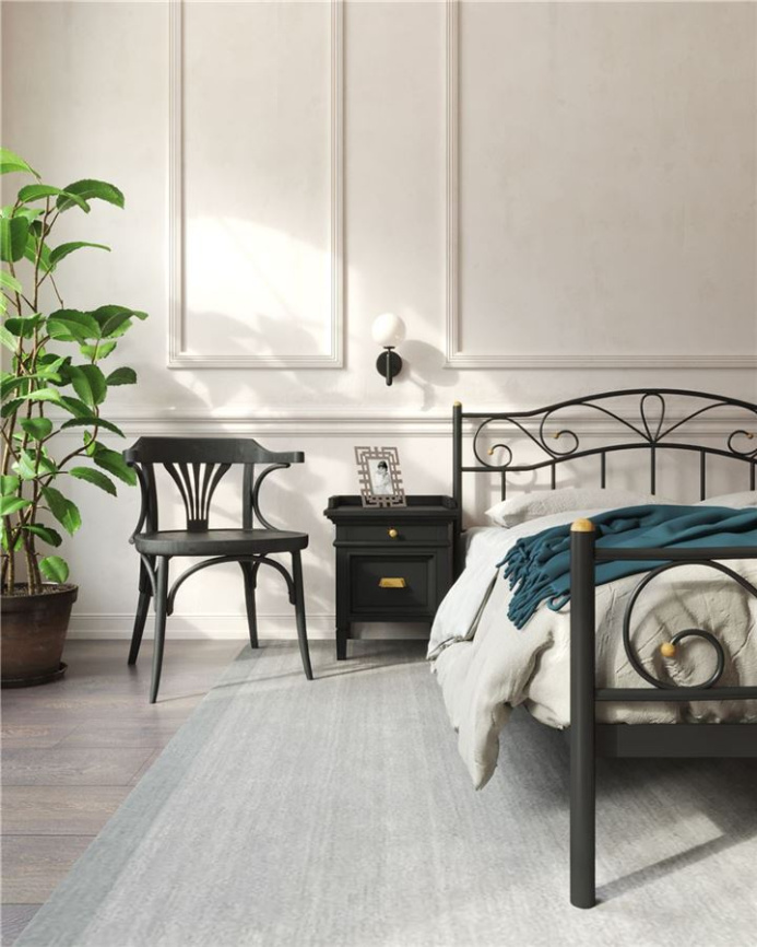 Кровать с изножьем "Глэдис"  (160х200/ноги металл/цвет Чёрный) фото 2