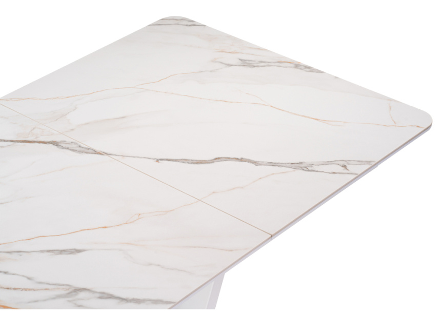 Керамический стол на тумбе Бугун 120(160)х80х77 белый мрамор с прожилками / белый фото 7