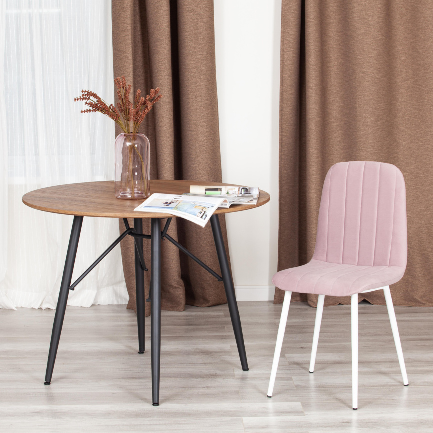 Стул ARC  Велюр/металл , 46 х 52 х 88 см, пыльно-розовый/белый фото 9