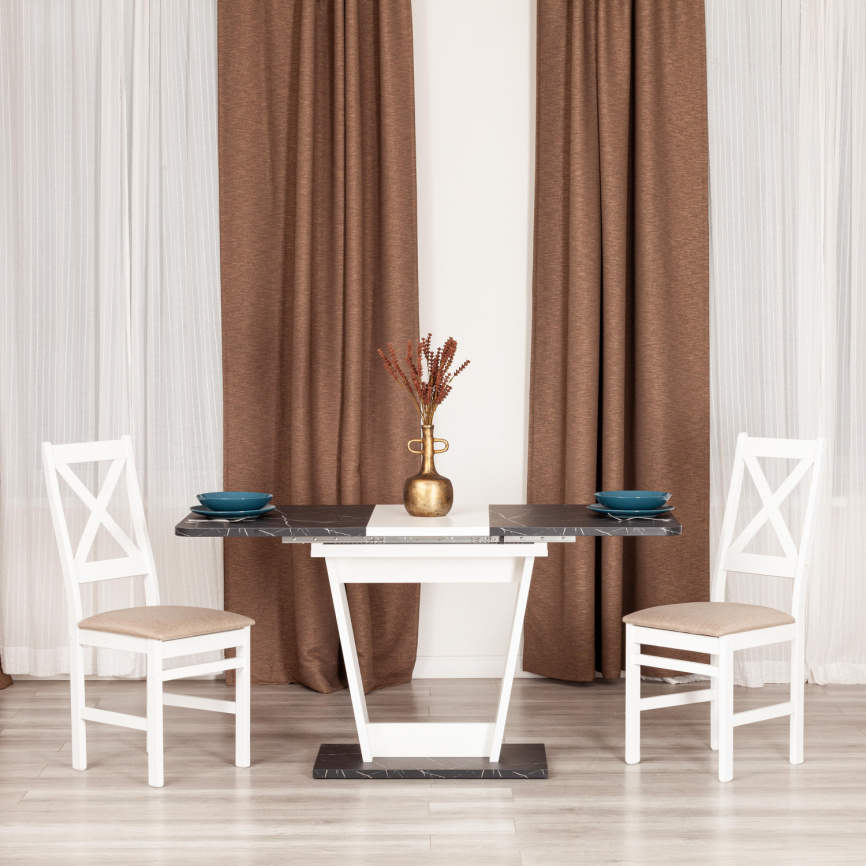 Стол обеденный раздвижной Фокс/Fox ЛДСП, 110-145х68,6х75см, мрамор черный/белый фото 13