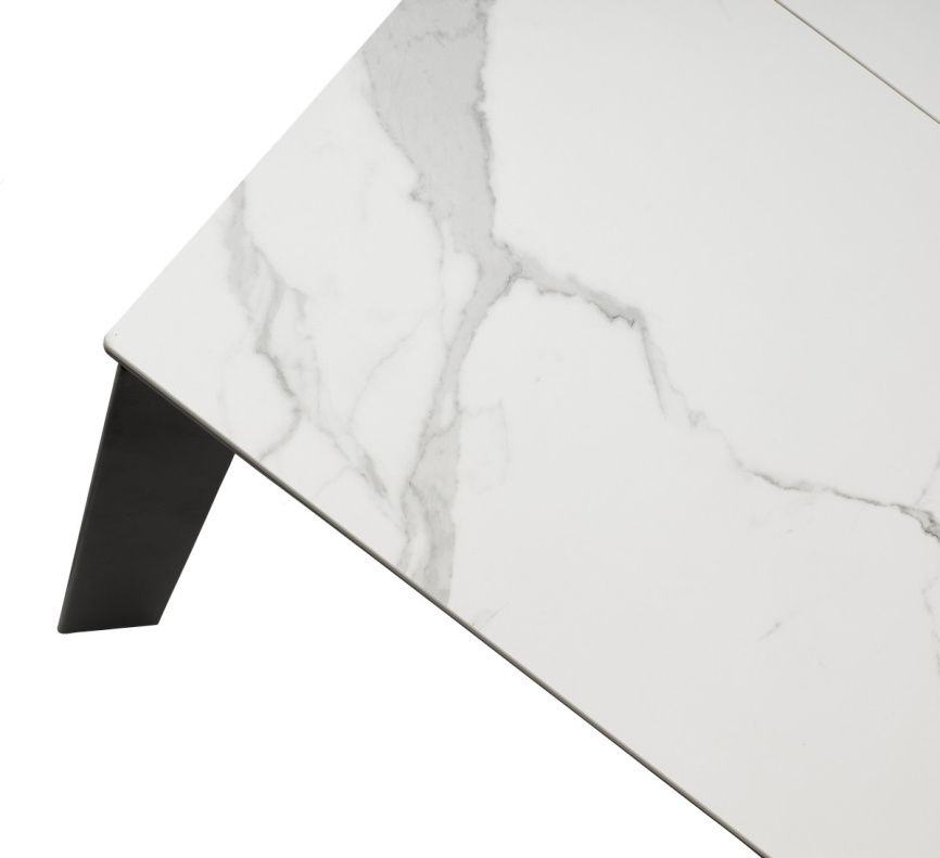 Стол CORNER 120 HIGH GLOSS STATUARIO керамика, стекло/ черный каркас, ®DISAUR фото 6