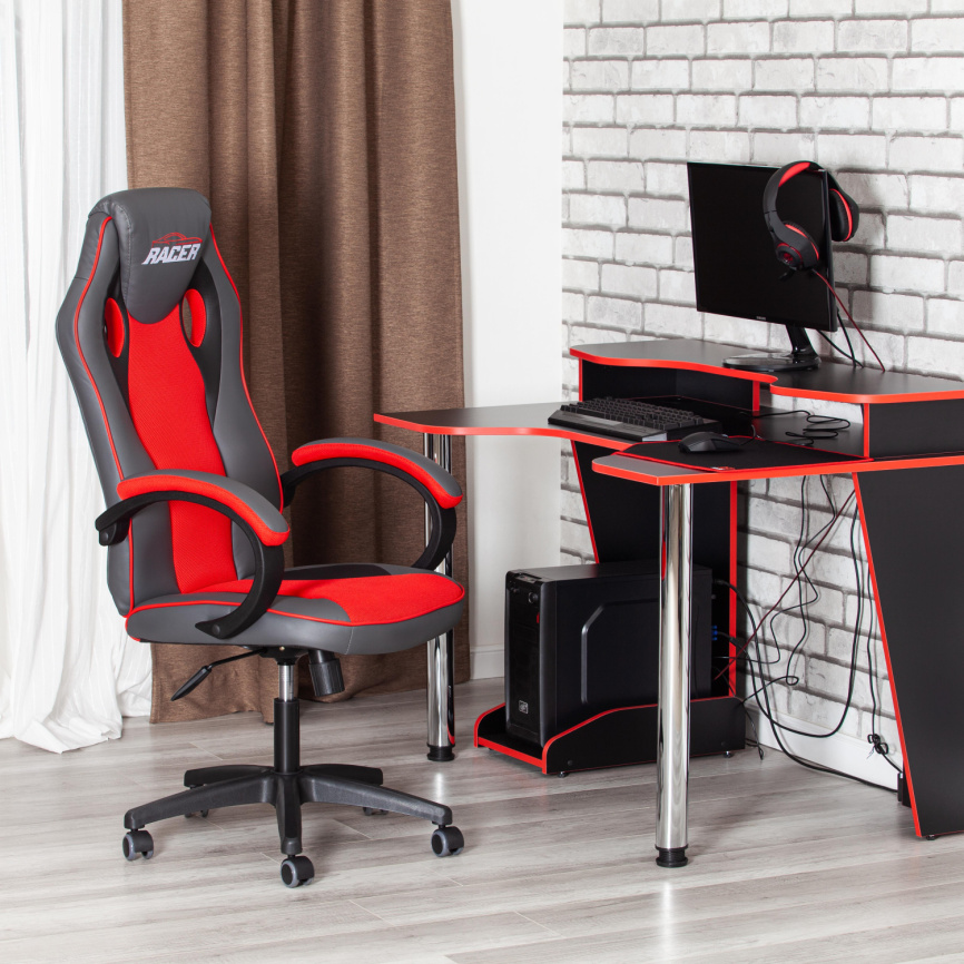 Кресло Рейсер Гт Нью/Racer Gt New кож/зам/ткань, металлик/красный, 36/08 фото 16