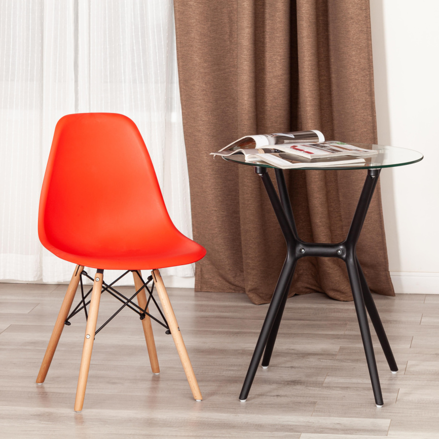 Стул CINDY (EAMES) (mod. 1801) дерево бук/металл/сиденье пластик, 45x51x82 см, Red (красный) фото 9