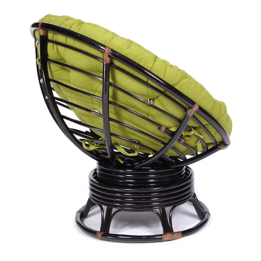 Кресло-качалка Папасан/Papasan (W 23/01 B) /с подушкой/ 115х78х104см, античный черно-коричневый, фло фото 8