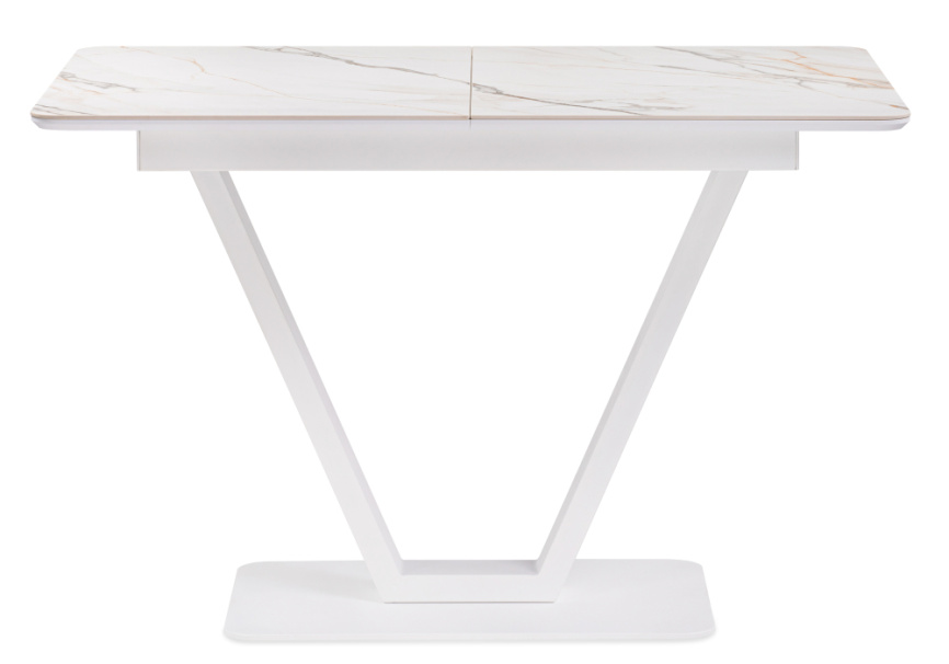 Керамический стол на тумбе Бугун 120(160)х80х77 белый мрамор с прожилками / белый фото 2