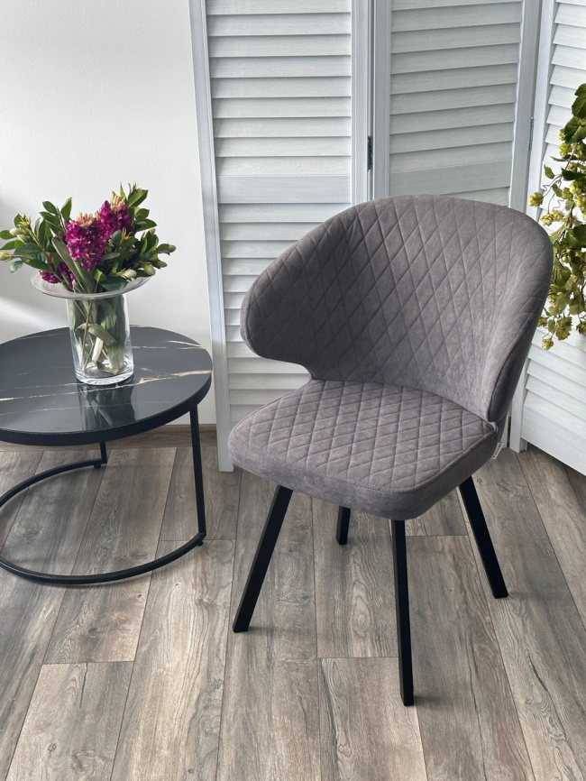 Стул ХИЛТОН 360 град., цвет B28 Темно-серый, велюр / черный каркас фото 6