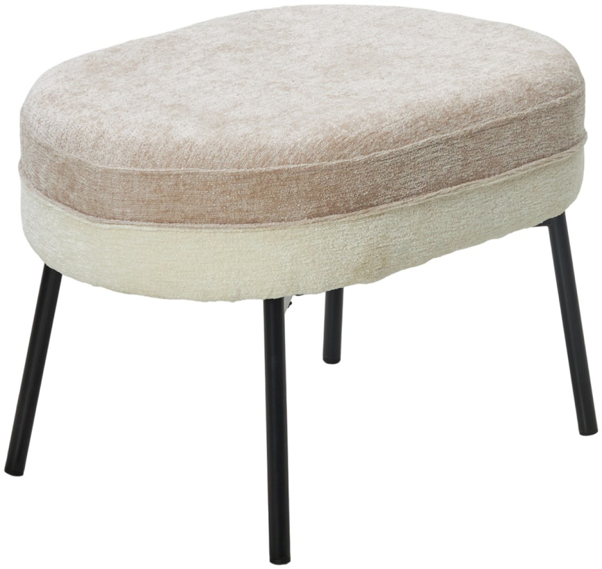 Пуф для гостиной РОРИ (RORY) цвет 3018-01 белый / 3018-10 бежевый, шенилл / черный каркас, ®DISAUR фото 2