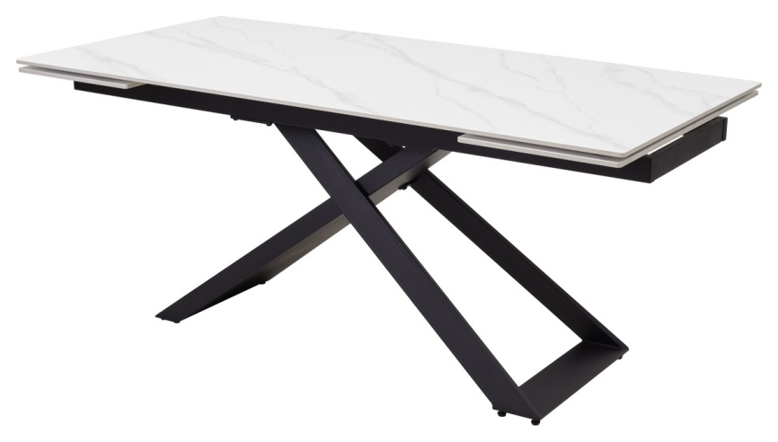 Стол LIVORNO 180 MATT WHITE MARBLE SOLID CERAMIC / BLACK, ®DISAUR фото 1