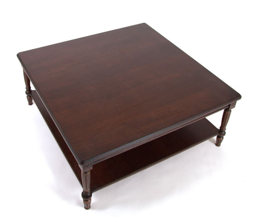 Стол журнальный "Луиджи-16" (110х110хН45) темный орех+патина темная) фото 2