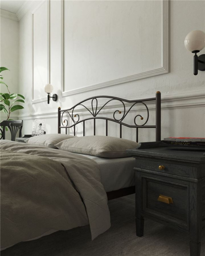 Кровать "Глэдис" без изножья (140х200/ноги металл/цвет Коричневый бархат) фото 4