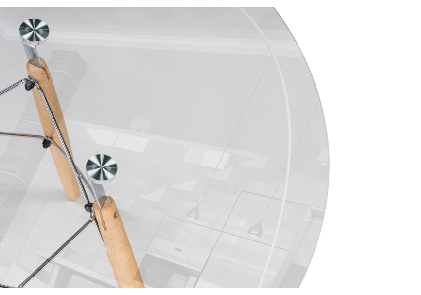 Стол стеклянный PT-151 80х80х76 clear glass / wood фото 4