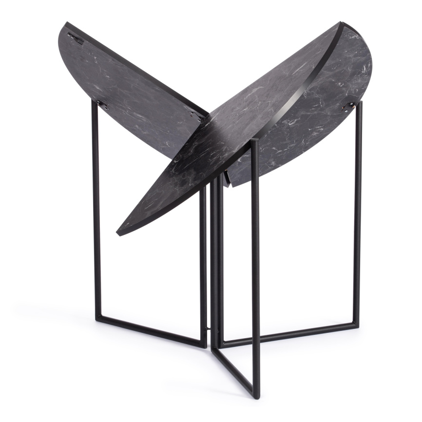 Стол складывающийся Yoop/Йоп (мод. 1202) ЛДСП+меламин/металл, 100х100х72см, чёрный мрамор/чёрный фото 2