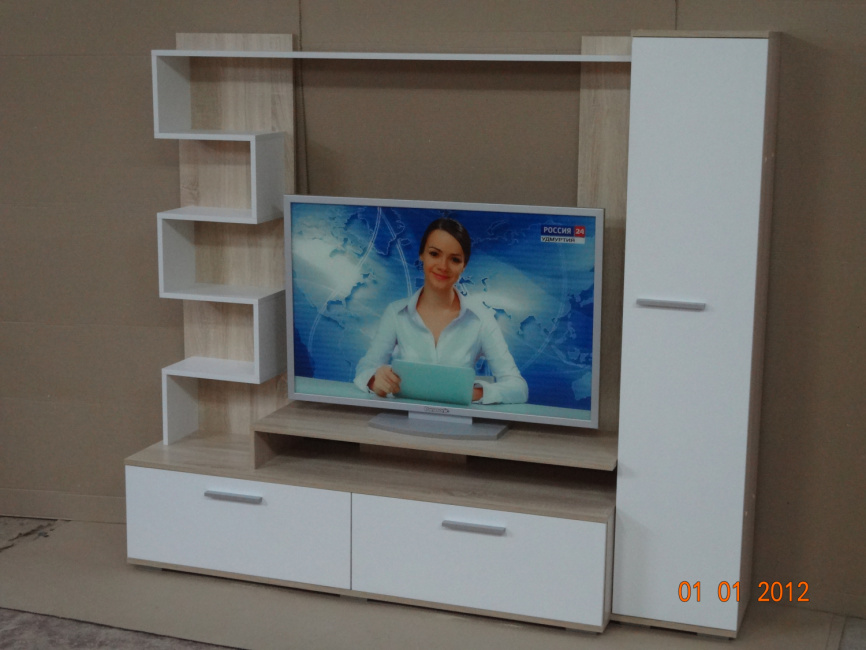Тумба ТВ-1 дуб сонома/белый фото 2