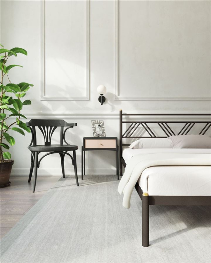 Кровать "Монблан" (140х200/ноги металл/цвет Коричневый бархат) фото 2